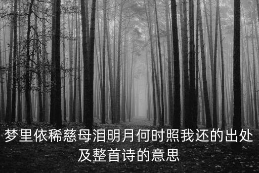 夢里依稀慈母淚明月何時照我還的出處及整首詩的意思