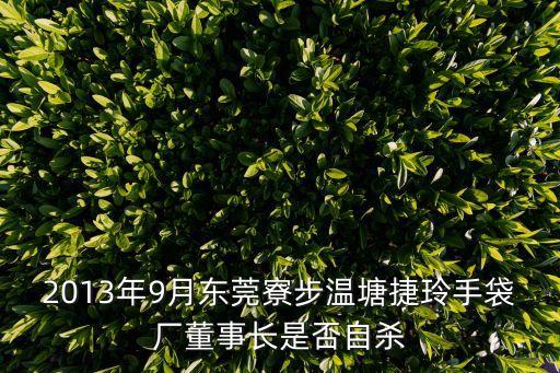 東莞盧煜光，2013年9月東莞寮步溫塘捷玲手袋廠董事長是否自殺
