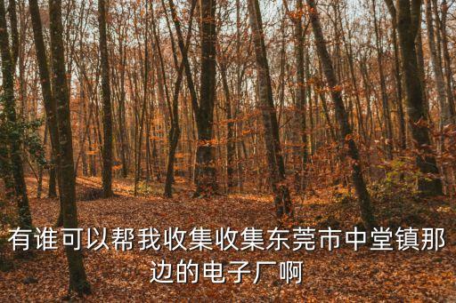 有誰可以幫我收集收集東莞市中堂鎮那邊的電子廠啊