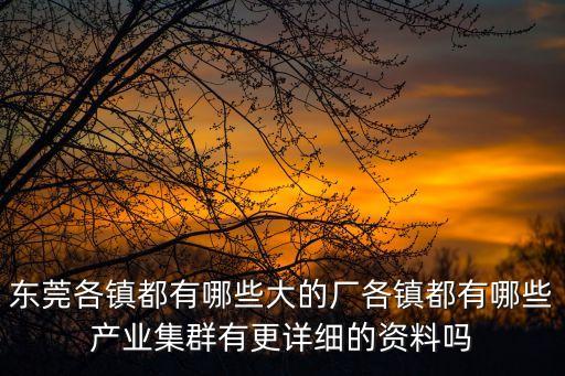 東莞各鎮都有哪些大的廠各鎮都有哪些產業集群有更詳細的資料嗎