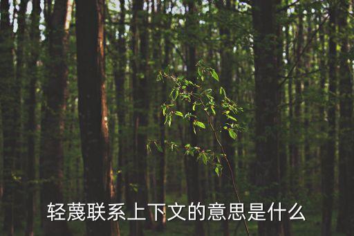 輕蔑聯系上下文的意思是什么