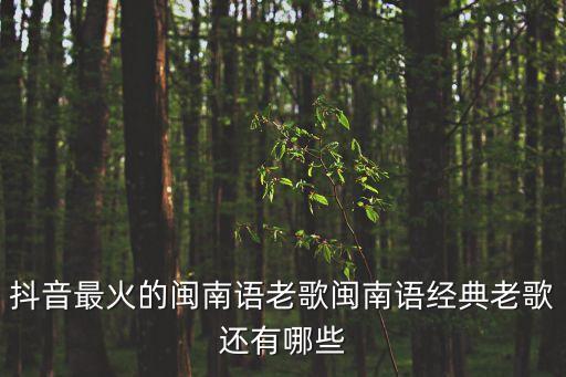抖音最火的閩南語(yǔ)老歌閩南語(yǔ)經(jīng)典老歌還有哪些
