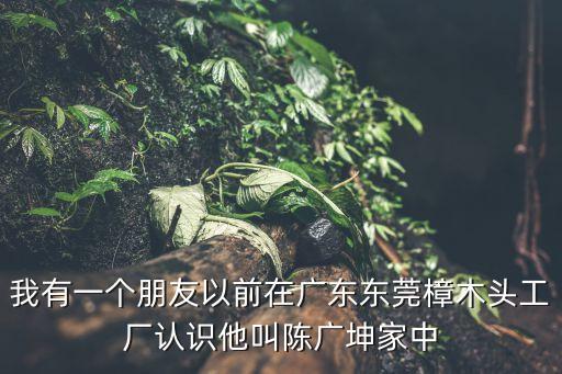 東莞陳廣坤，我有一個(gè)朋友以前在廣東東莞樟木頭工廠認(rèn)識(shí)他叫陳廣坤家中