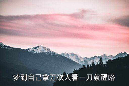 夢到自己拿刀砍人看一刀就醒咯