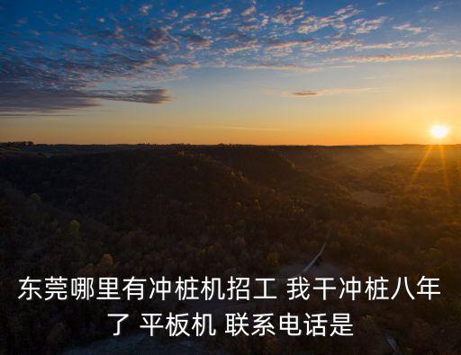 東莞哪里有沖樁機招工 我干沖樁八年了 平板機 聯系電話是