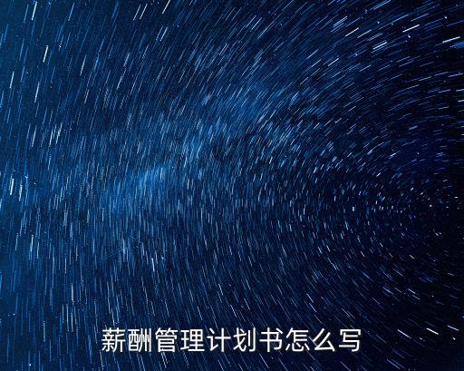 薪酬管理計劃書怎么寫