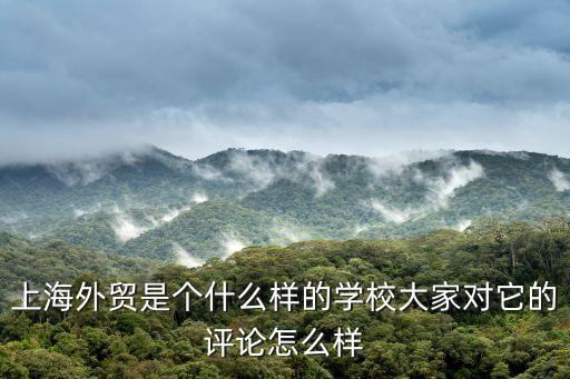 上海外貿是個什么樣的學校大家對它的評論怎么樣