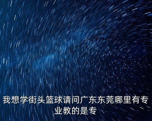 我想學街頭籃球請問廣東東莞哪里有專業教的是專