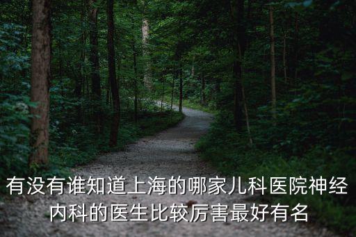 有沒有誰知道上海的哪家兒科醫院神經內科的醫生比較厲害最好有名