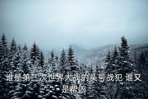 頭號戰犯，誰是第二次世界大戰的頭號戰犯 誰又是幫兇