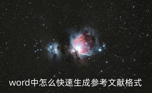 word中怎么快速生成參考文獻(xiàn)格式