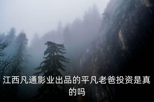 江西凡通影業出品的平凡老爸投資是真的嗎