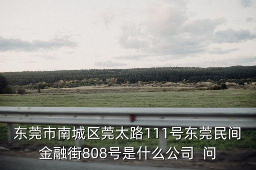 東莞市南城區莞太路111號東莞民間金融街808號是什么公司  問