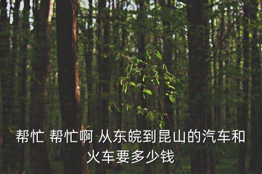 幫忙 幫忙啊 從東皖到昆山的汽車和火車要多少錢