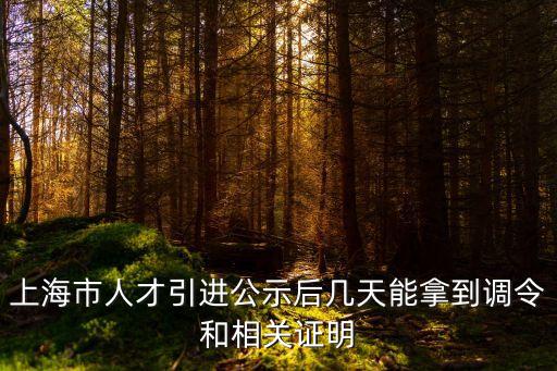 上海市人才引進公示后幾天能拿到調令和相關證明