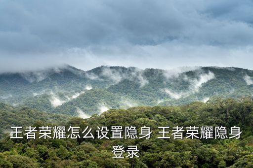 王者榮耀怎么設(shè)置隱身 王者榮耀隱身登錄