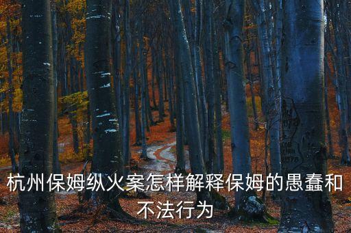 杭州保姆縱火案怎樣解釋保姆的愚蠢和不法行為