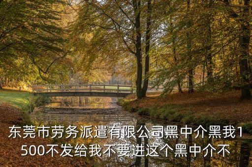 東莞市勞務派遣有限公司黑中介黑我1500不發給我不要進這個黑中介不