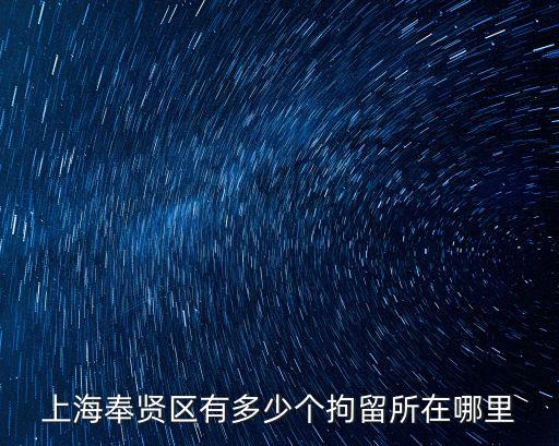 上海奉賢區有多少個拘留所在哪里