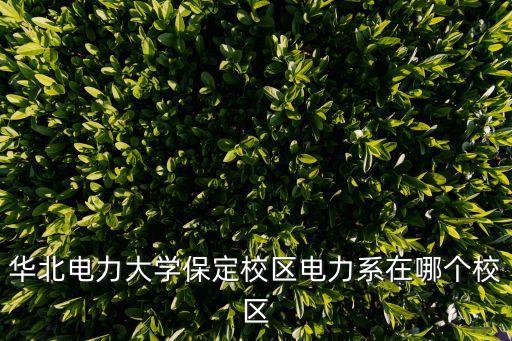 華北電力大學保定校區電力系在哪個校區