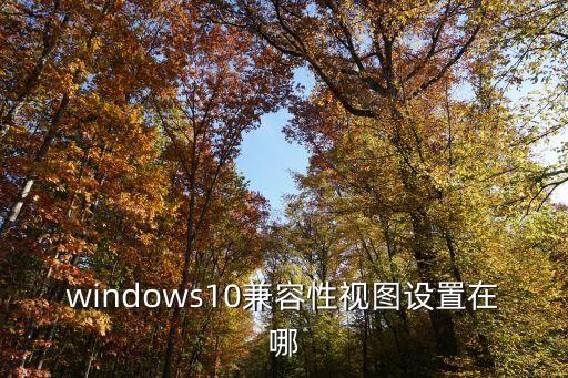 windows10兼容性視圖設置在哪