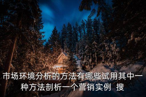 市場環境分析的方法有哪些試用其中一種方法剖析一個營銷實例  搜
