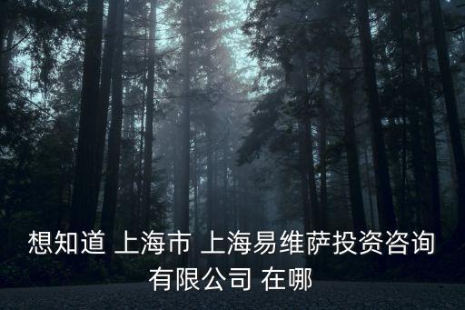 上海市編辦陳雙鵬百科，想知道 上海市 上海易維薩投資咨詢有限公司 在哪