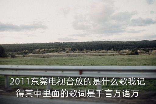 2011東莞電視臺放的是什么歌我記得其中里面的歌詞是千言萬語萬