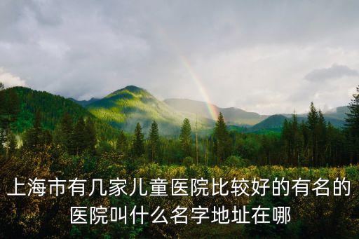 上海市有幾家兒童醫院比較好的有名的醫院叫什么名字地址在哪