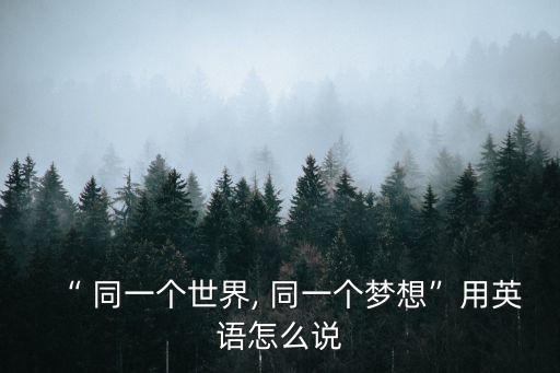 同一個夢想,第一集:同一個世界不是只有一個夢想世界