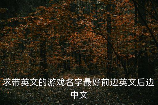 求帶英文的游戲名字最好前邊英文后邊中文