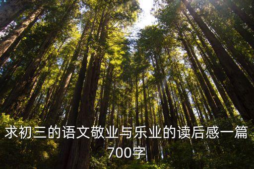 敬業(yè)與樂業(yè)讀后感，求初三的語文敬業(yè)與樂業(yè)的讀后感一篇700字