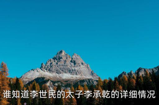 誰知道李世民的太子李承乾的詳細情況
