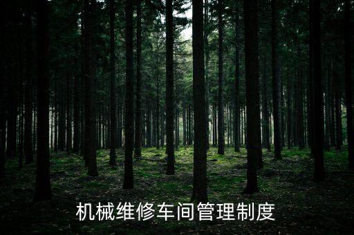 機械維修車間管理制度