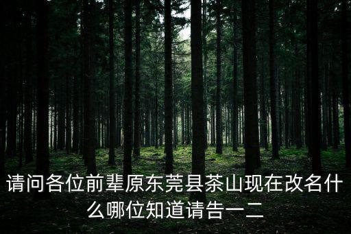 請(qǐng)問(wèn)各位前輩原東莞縣茶山現(xiàn)在改名什么哪位知道請(qǐng)告一二