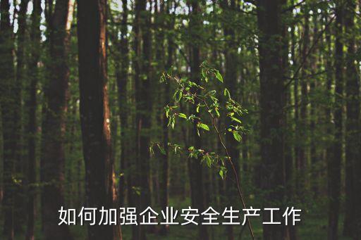 如何加強(qiáng)企業(yè)安全生產(chǎn)工作