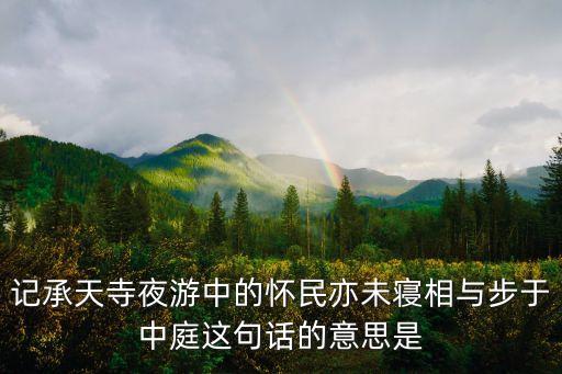 懷民亦未寢，記承天寺夜游中的懷民亦未寢相與步于中庭這句話的意思是