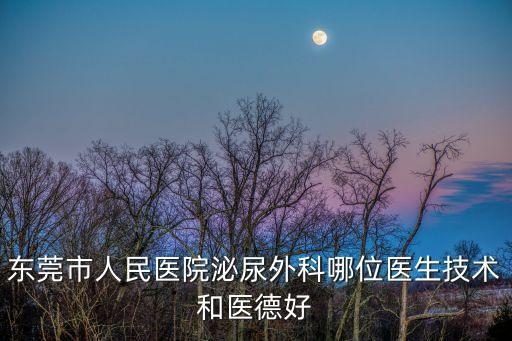 東莞市人民醫院泌尿外科哪位醫生技術和醫德好