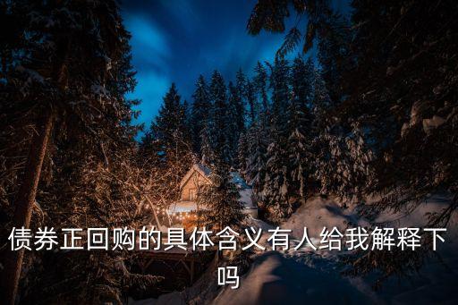 債券正回購(gòu)的具體含義有人給我解釋下嗎