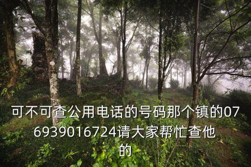 東莞草塘村一號公廁，可不可查公用電話的號碼那個鎮的076939016724請大家幫忙查他的