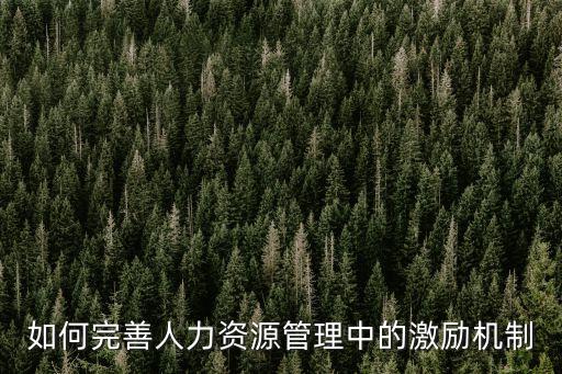 如何完善人力資源管理中的激勵機制