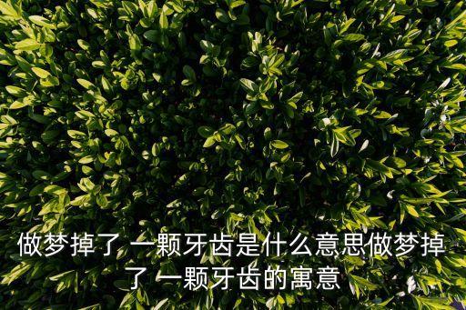 做夢掉了 一顆牙齒是什么意思做夢掉了 一顆牙齒的寓意