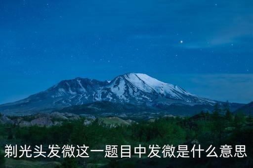 剃光頭發(fā)微，剃光頭發(fā)微這一題目中發(fā)微是什么意思
