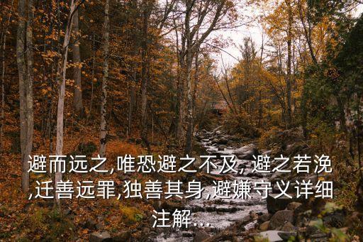 避而遠(yuǎn)之,唯恐避之不及, 避之若浼,遷善遠(yuǎn)罪,獨(dú)善其身,避嫌守義詳細(xì)注解...