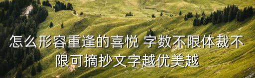怎么形容重逢的喜悅 字數不限體裁不限可摘抄文字越優美越