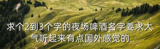求個(gè)2到3個(gè)字的夜場啤酒名字要求大氣聽起來有點(diǎn)國外感覺的