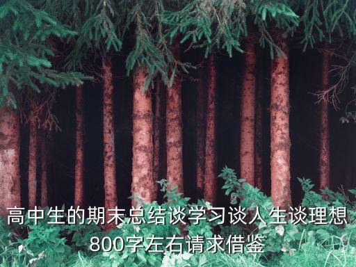 高中總結，高中生的期末總結談學習談人生談理想800字左右請求借鑒