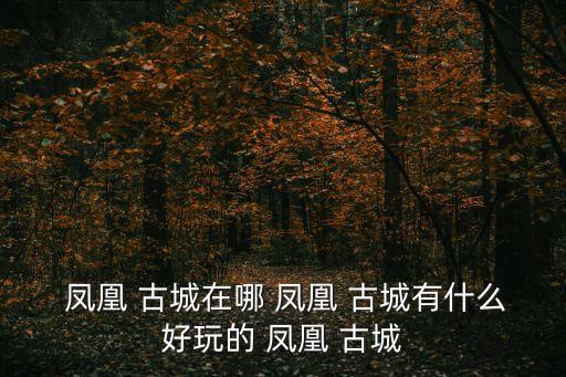 鳳凰古城旅游,第二集:鳳凰古城有何亮點?