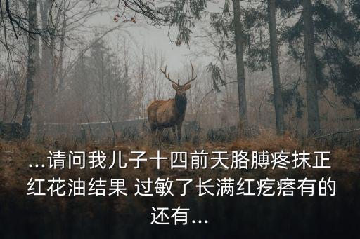 ...請問我兒子十四前天胳膊疼抹正 紅花油結果 過敏了長滿紅疙瘩有的還有...
