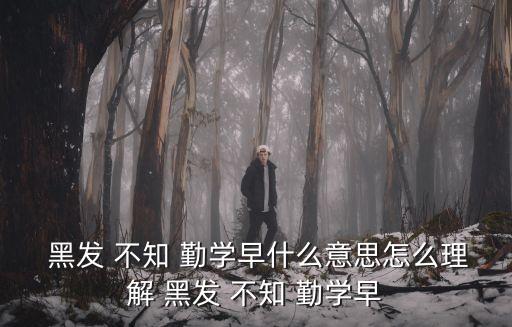  黑發 不知 勤學早什么意思怎么理解 黑發 不知 勤學早
